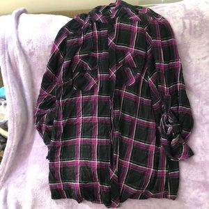 Purple plaid button up